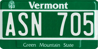 VT license plate ASN705