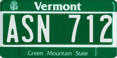 VT license plate ASN712