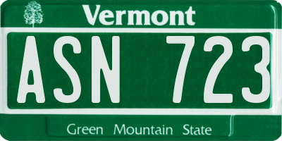VT license plate ASN723