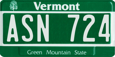 VT license plate ASN724
