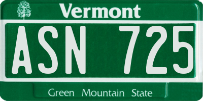 VT license plate ASN725