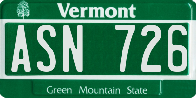 VT license plate ASN726