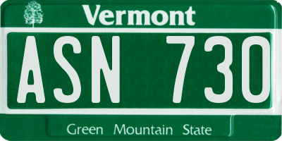 VT license plate ASN730