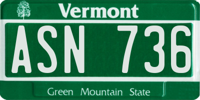 VT license plate ASN736