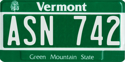 VT license plate ASN742