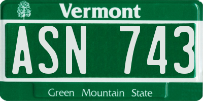 VT license plate ASN743