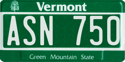 VT license plate ASN750