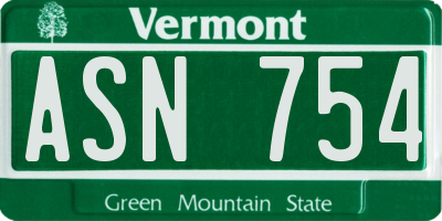 VT license plate ASN754