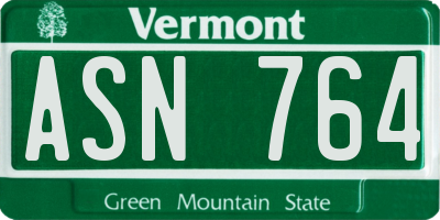 VT license plate ASN764