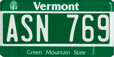 VT license plate ASN769