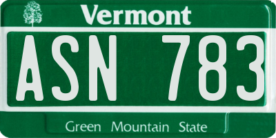 VT license plate ASN783