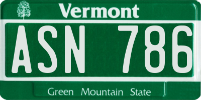 VT license plate ASN786