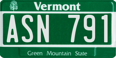VT license plate ASN791