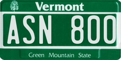 VT license plate ASN800