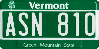 VT license plate ASN810
