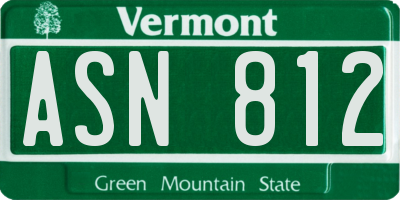 VT license plate ASN812