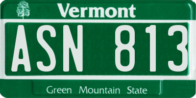 VT license plate ASN813