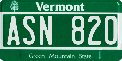 VT license plate ASN820