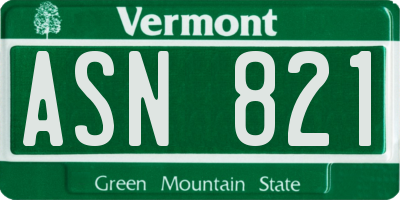 VT license plate ASN821