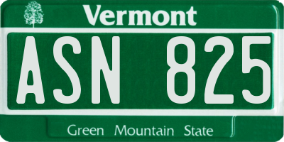VT license plate ASN825