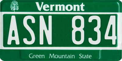 VT license plate ASN834