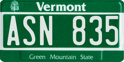 VT license plate ASN835