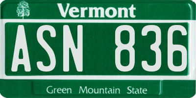 VT license plate ASN836