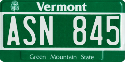 VT license plate ASN845