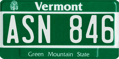 VT license plate ASN846