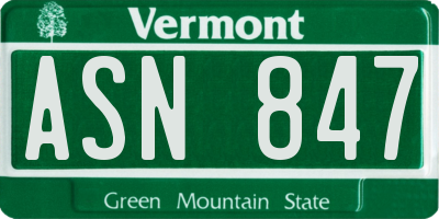 VT license plate ASN847