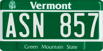 VT license plate ASN857
