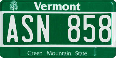 VT license plate ASN858