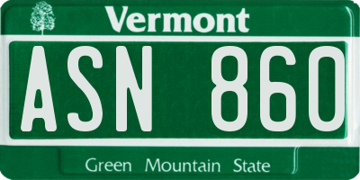 VT license plate ASN860