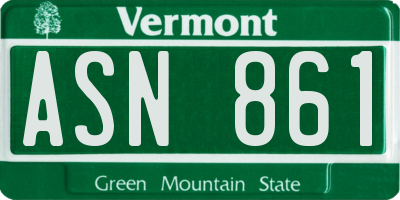 VT license plate ASN861