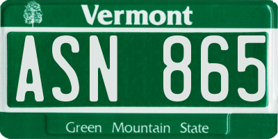 VT license plate ASN865