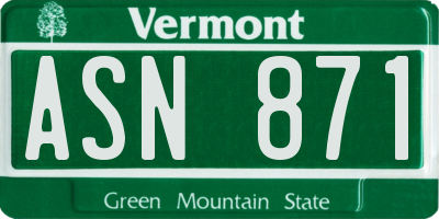 VT license plate ASN871