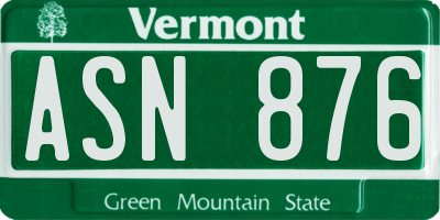 VT license plate ASN876