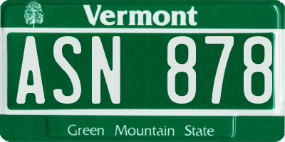 VT license plate ASN878