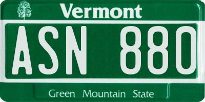 VT license plate ASN880