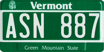 VT license plate ASN887