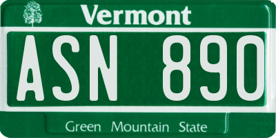 VT license plate ASN890