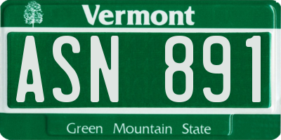 VT license plate ASN891