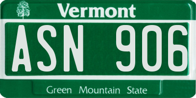 VT license plate ASN906