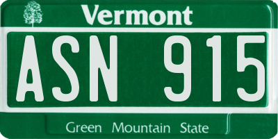 VT license plate ASN915