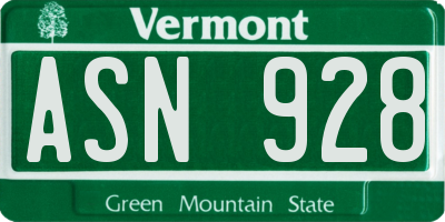 VT license plate ASN928