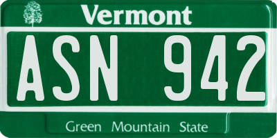 VT license plate ASN942