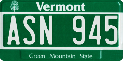 VT license plate ASN945