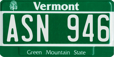 VT license plate ASN946