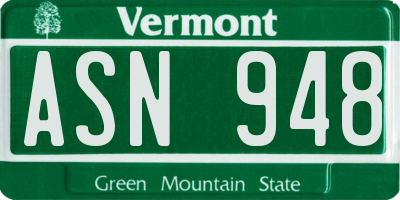 VT license plate ASN948