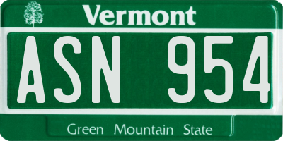 VT license plate ASN954